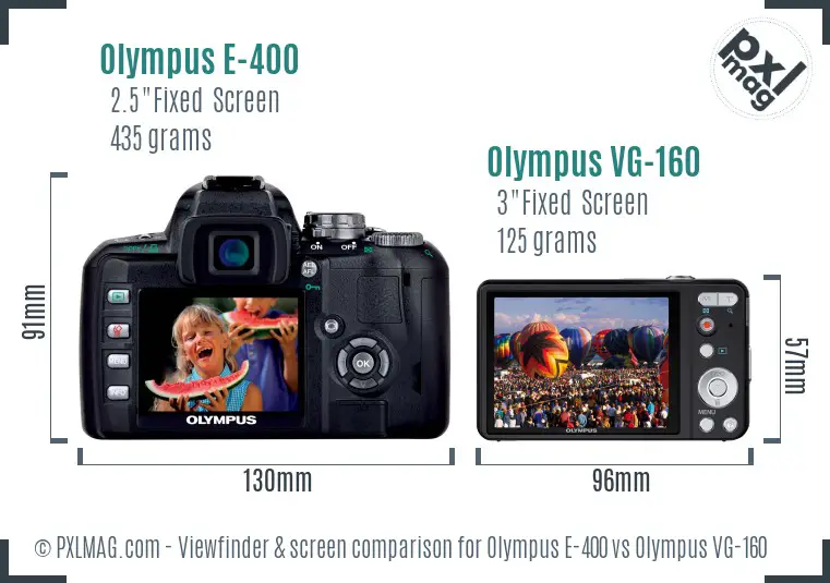 Olympus E-400 vs Olympus VG-160 Screen and Viewfinder comparison
