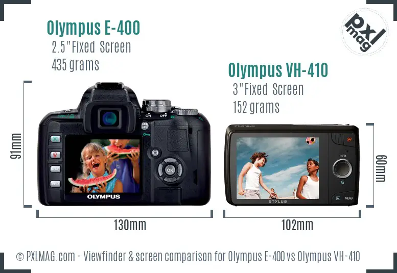 Olympus E-400 vs Olympus VH-410 Screen and Viewfinder comparison