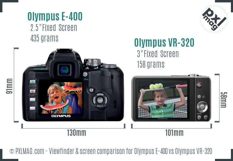 Olympus E-400 vs Olympus VR-320 Screen and Viewfinder comparison