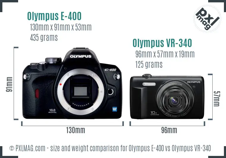 Olympus E-400 vs Olympus VR-340 size comparison