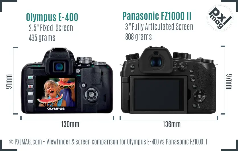 Olympus E-400 vs Panasonic FZ1000 II Screen and Viewfinder comparison