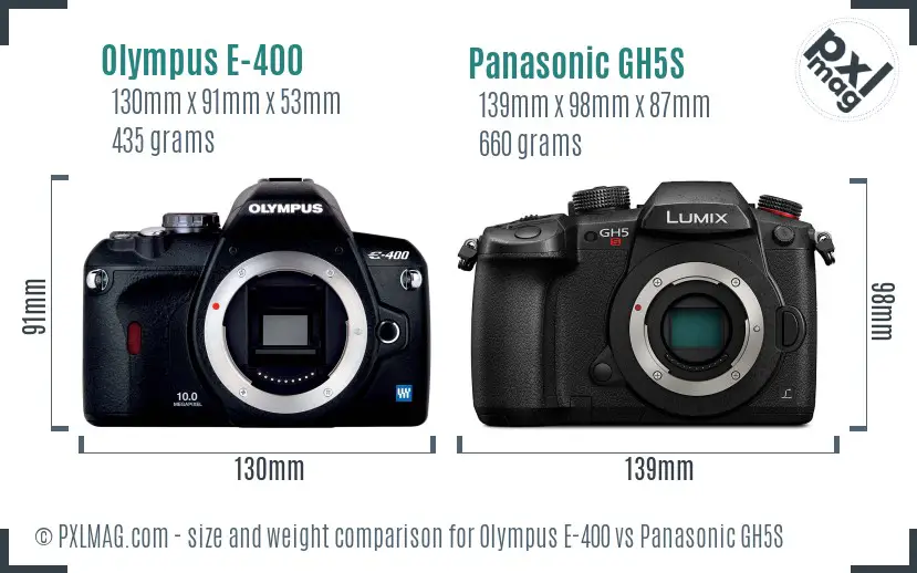 Olympus E-400 vs Panasonic GH5S size comparison