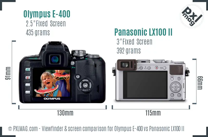 Olympus E-400 vs Panasonic LX100 II Screen and Viewfinder comparison