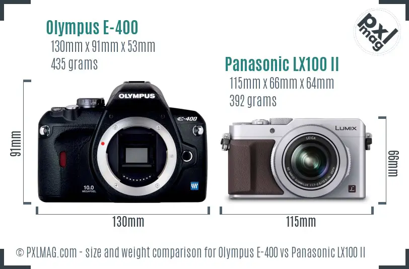 Olympus E-400 vs Panasonic LX100 II size comparison