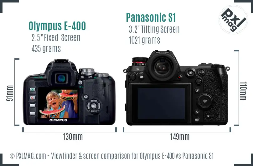 Olympus E-400 vs Panasonic S1 Screen and Viewfinder comparison