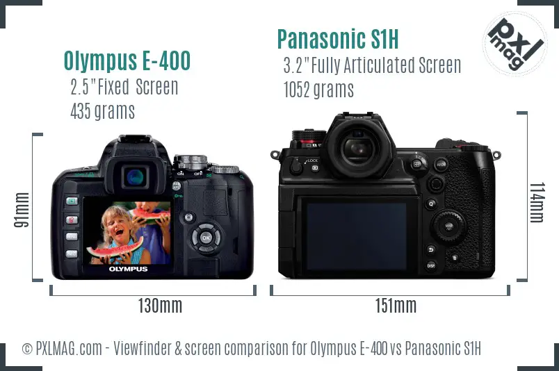 Olympus E-400 vs Panasonic S1H Screen and Viewfinder comparison