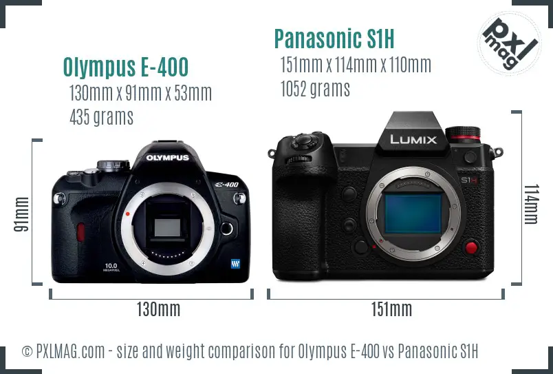 Olympus E-400 vs Panasonic S1H size comparison