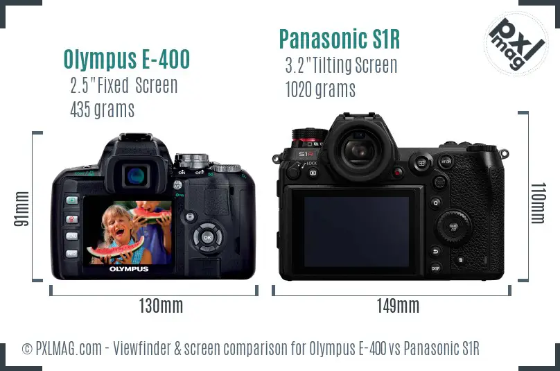 Olympus E-400 vs Panasonic S1R Screen and Viewfinder comparison