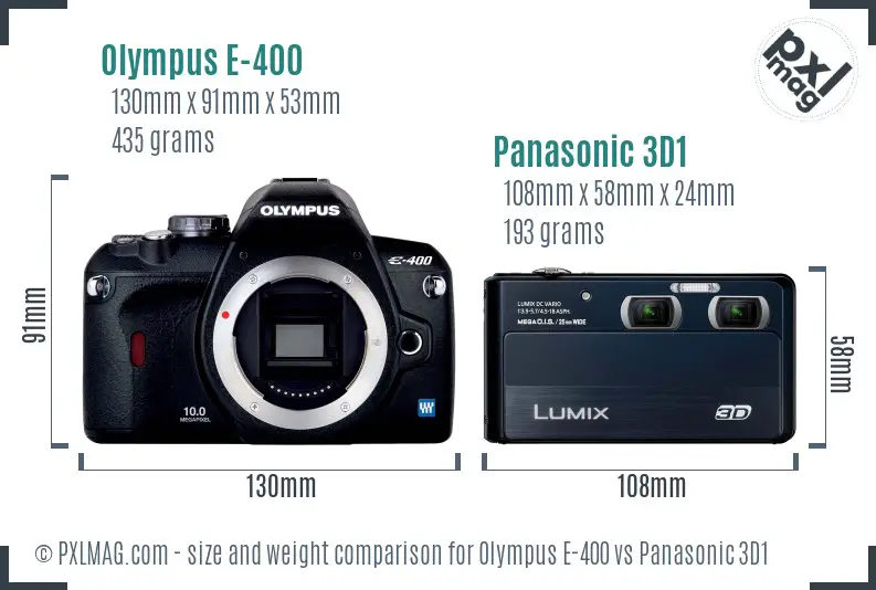 Olympus E-400 vs Panasonic 3D1 size comparison
