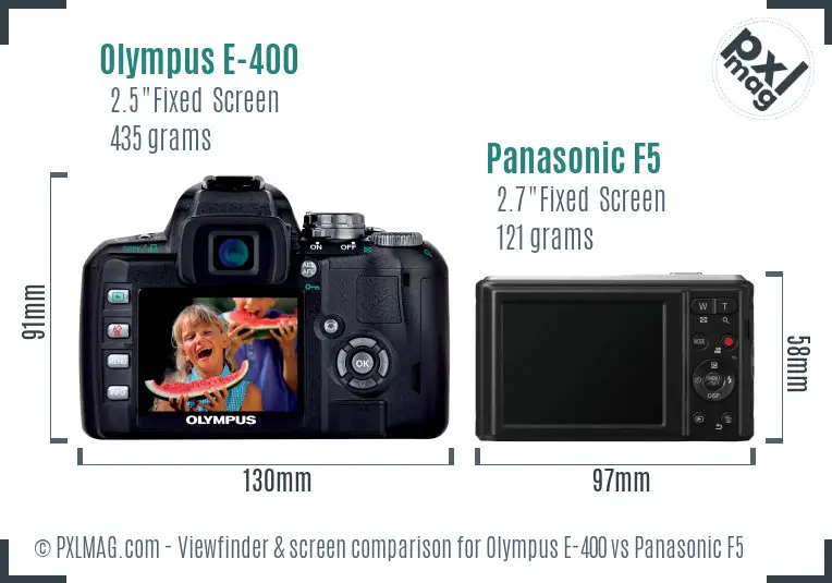 Olympus E-400 vs Panasonic F5 Screen and Viewfinder comparison