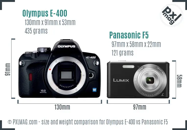 Olympus E-400 vs Panasonic F5 size comparison