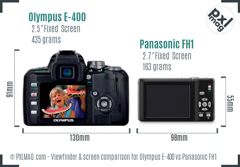 Olympus E-400 vs Panasonic FH1 Screen and Viewfinder comparison