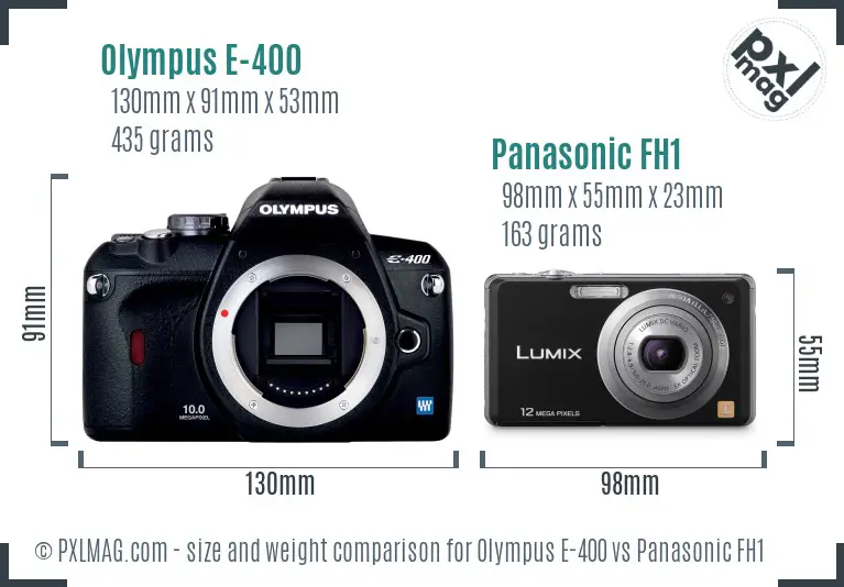 Olympus E-400 vs Panasonic FH1 size comparison