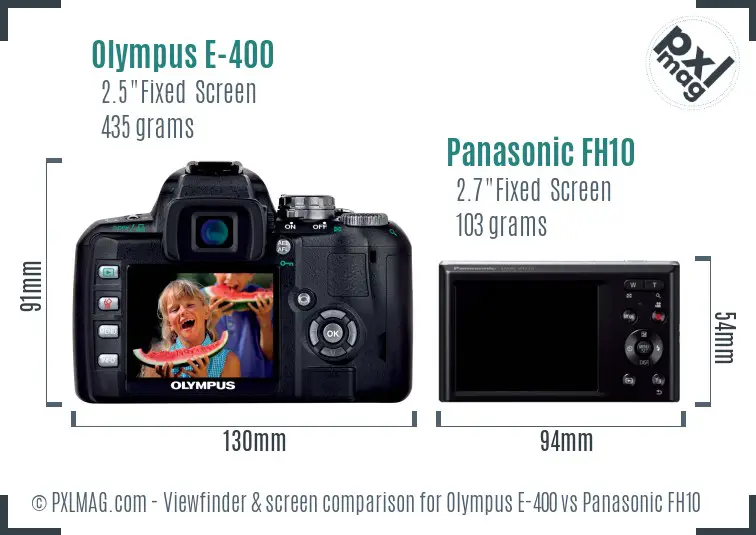 Olympus E-400 vs Panasonic FH10 Screen and Viewfinder comparison