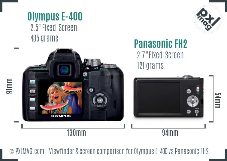 Olympus E-400 vs Panasonic FH2 Screen and Viewfinder comparison