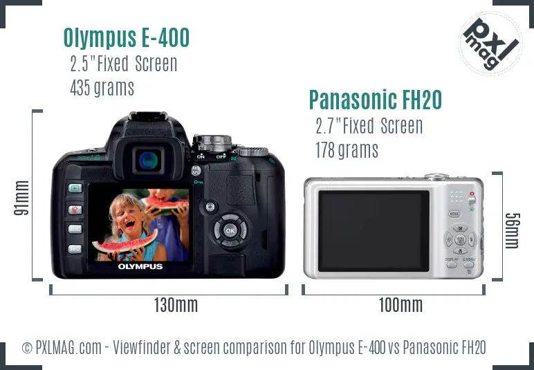 Olympus E-400 vs Panasonic FH20 Screen and Viewfinder comparison