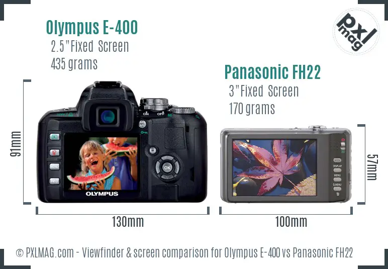 Olympus E-400 vs Panasonic FH22 Screen and Viewfinder comparison