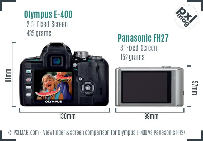 Olympus E-400 vs Panasonic FH27 Screen and Viewfinder comparison