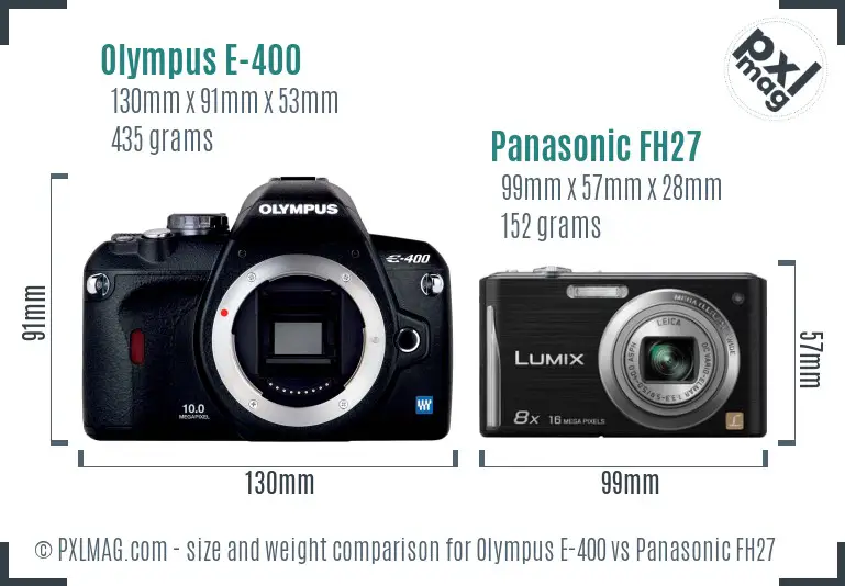 Olympus E-400 vs Panasonic FH27 size comparison