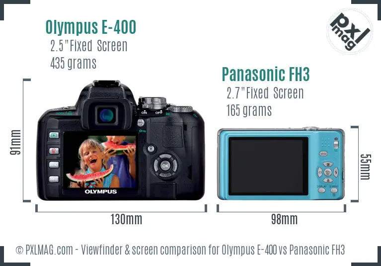 Olympus E-400 vs Panasonic FH3 Screen and Viewfinder comparison