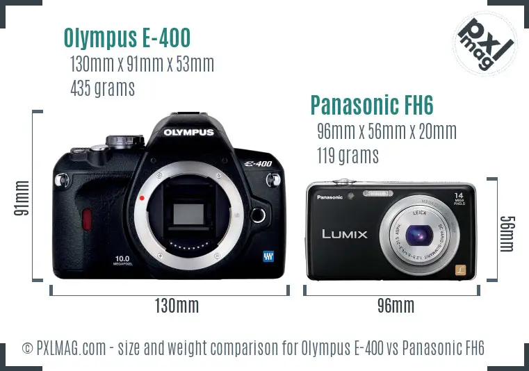 Olympus E-400 vs Panasonic FH6 size comparison