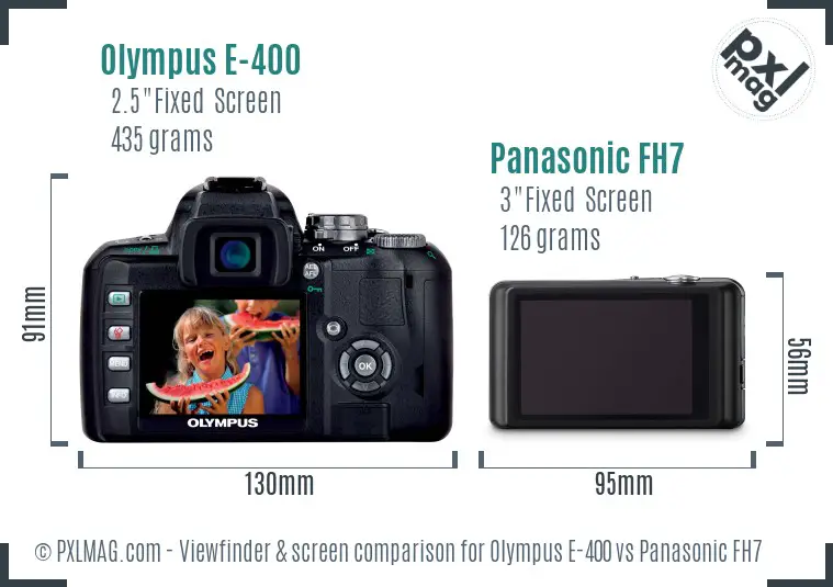 Olympus E-400 vs Panasonic FH7 Screen and Viewfinder comparison