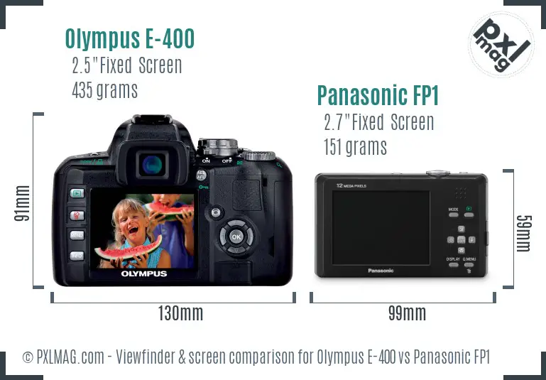 Olympus E-400 vs Panasonic FP1 Screen and Viewfinder comparison
