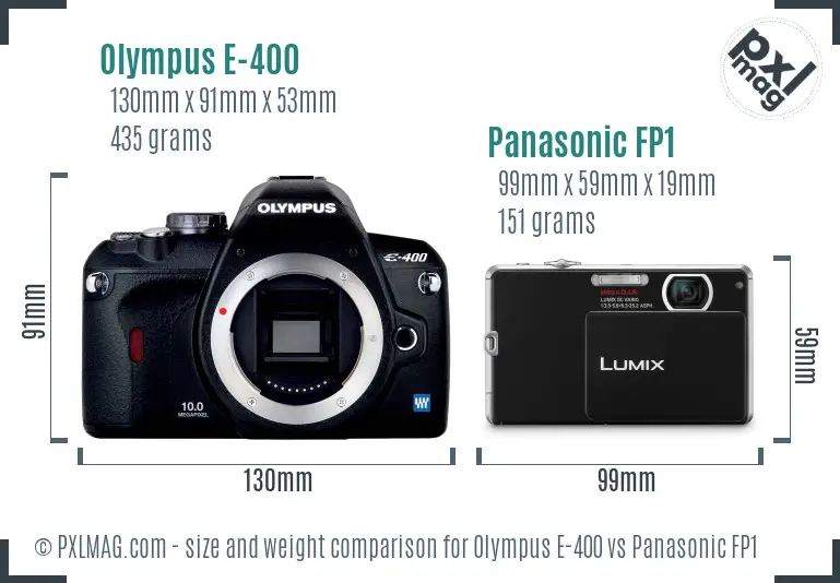 Olympus E-400 vs Panasonic FP1 size comparison
