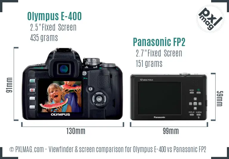 Olympus E-400 vs Panasonic FP2 Screen and Viewfinder comparison