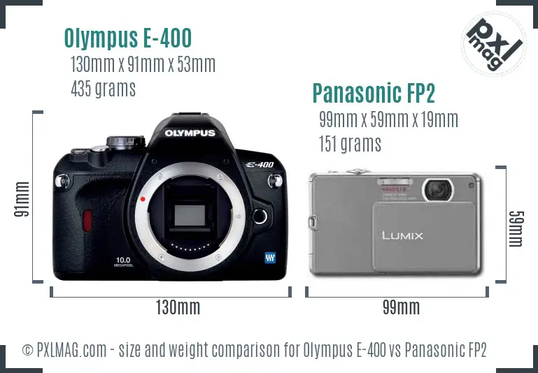 Olympus E-400 vs Panasonic FP2 size comparison