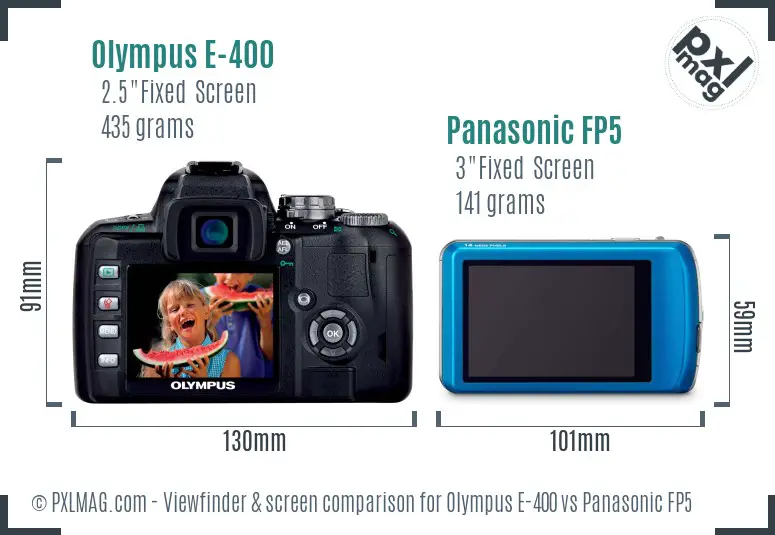 Olympus E-400 vs Panasonic FP5 Screen and Viewfinder comparison