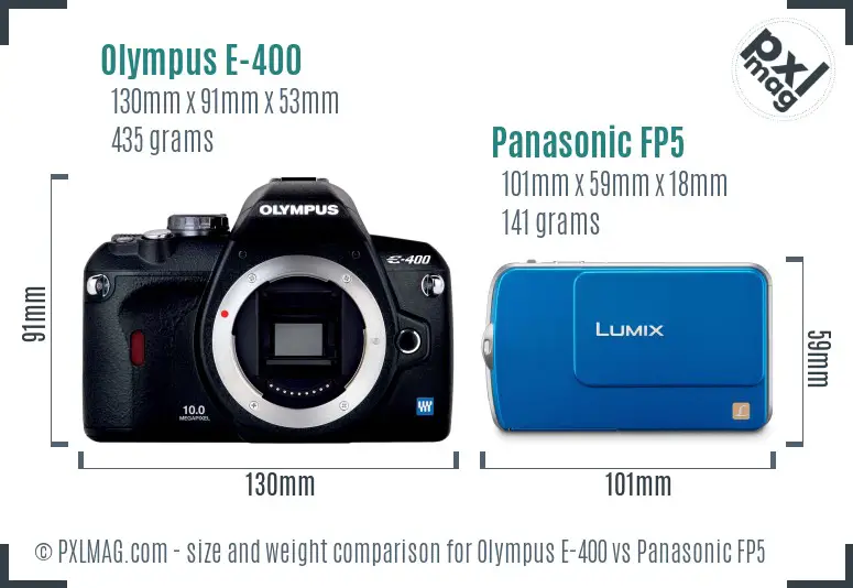 Olympus E-400 vs Panasonic FP5 size comparison