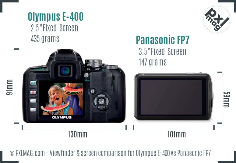 Olympus E-400 vs Panasonic FP7 Screen and Viewfinder comparison
