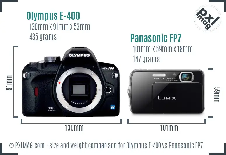Olympus E-400 vs Panasonic FP7 size comparison