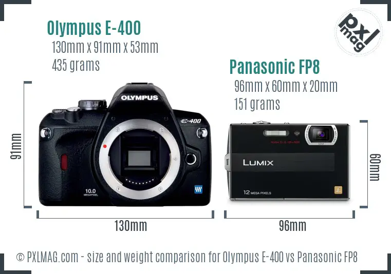 Olympus E-400 vs Panasonic FP8 size comparison
