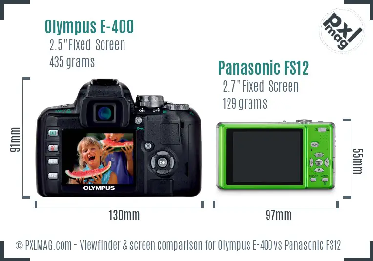 Olympus E-400 vs Panasonic FS12 Screen and Viewfinder comparison