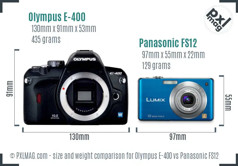 Olympus E-400 vs Panasonic FS12 size comparison