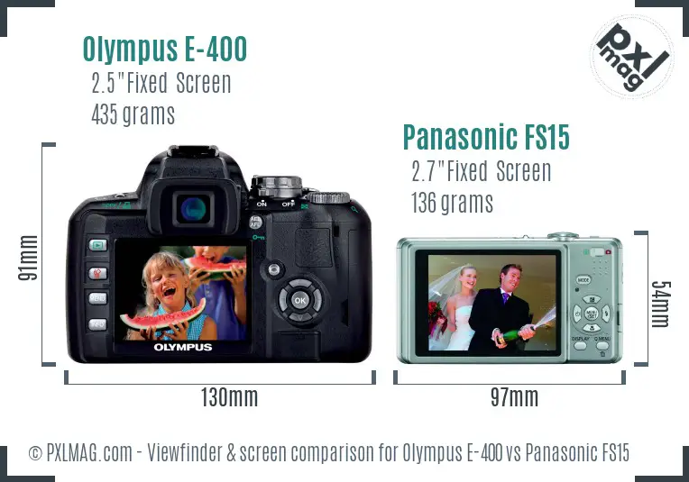 Olympus E-400 vs Panasonic FS15 Screen and Viewfinder comparison