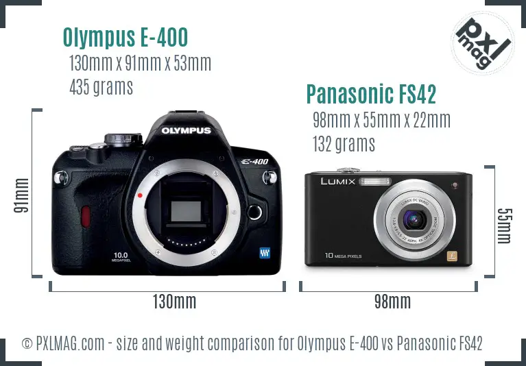 Olympus E-400 vs Panasonic FS42 size comparison