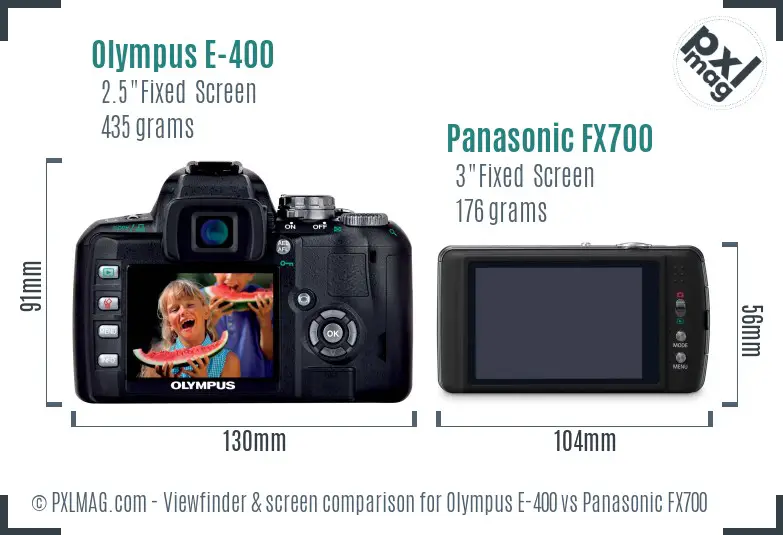 Olympus E-400 vs Panasonic FX700 Screen and Viewfinder comparison