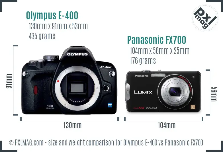 Olympus E-400 vs Panasonic FX700 size comparison