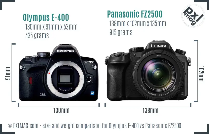 Olympus E-400 vs Panasonic FZ2500 size comparison