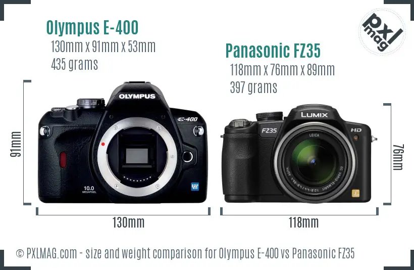 Olympus E-400 vs Panasonic FZ35 size comparison