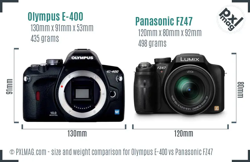 Olympus E-400 vs Panasonic FZ47 size comparison