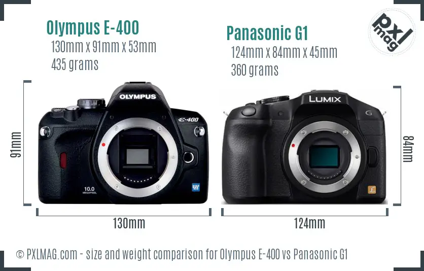 Olympus E-400 vs Panasonic G1 size comparison