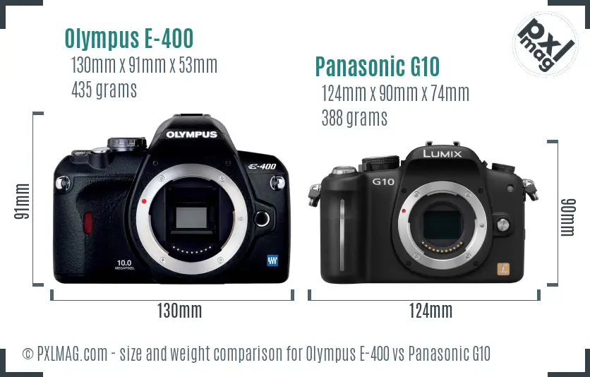 Olympus E-400 vs Panasonic G10 size comparison