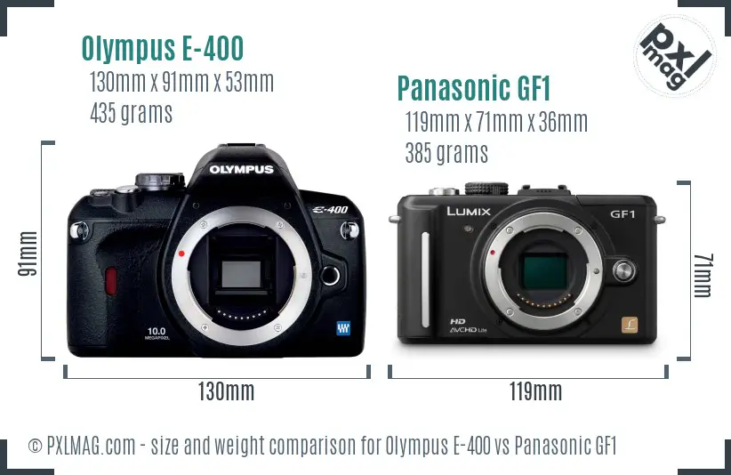 Olympus E-400 vs Panasonic GF1 size comparison