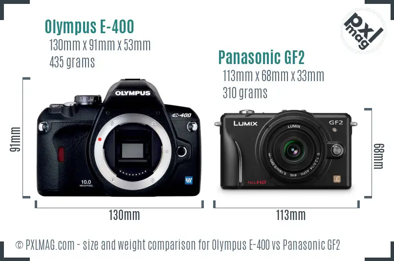 Olympus E-400 vs Panasonic GF2 size comparison
