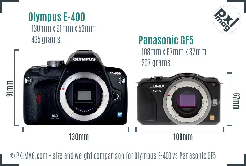 Olympus E-400 vs Panasonic GF5 size comparison