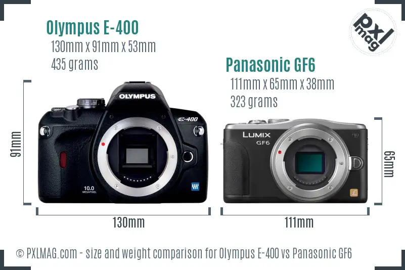 Olympus E-400 vs Panasonic GF6 size comparison